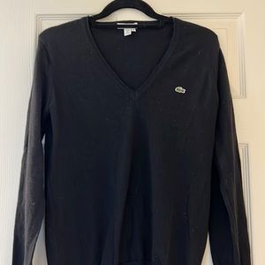 Lacoste women’s lightweight black V-neck sweater. Excellent  condition.